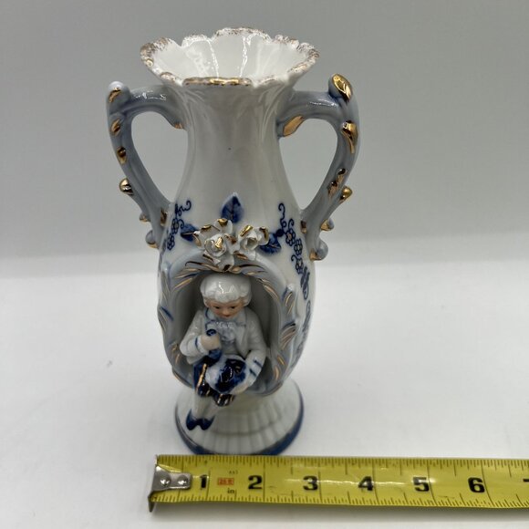 Vintage 1960s Norleans 2 Victorian Style Porcelain Figurine Vases Made In Japan - Picture 12 of 15